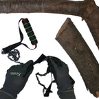 brush in use for hand foldable saw with wood cut.