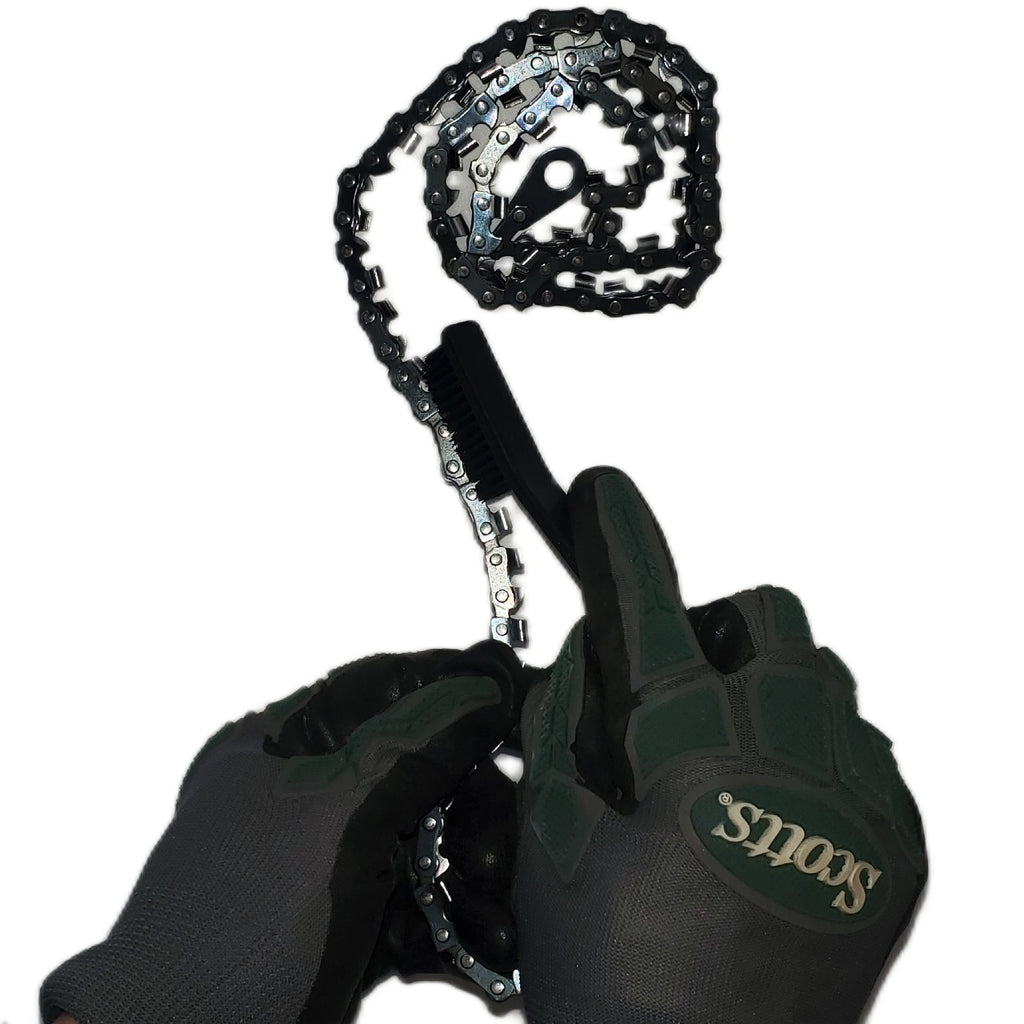 brush in use for manual chain saw