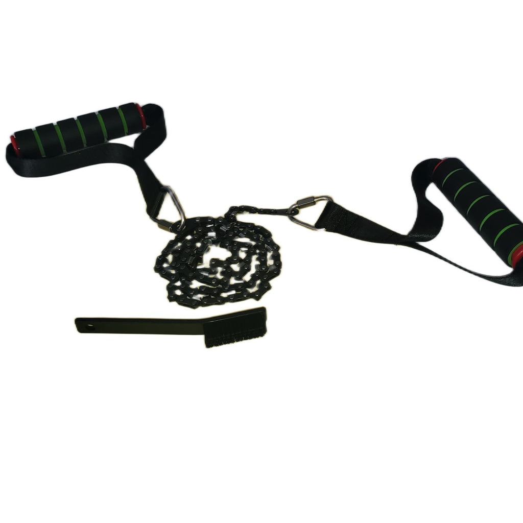 Brush with a set of pocket chain saw