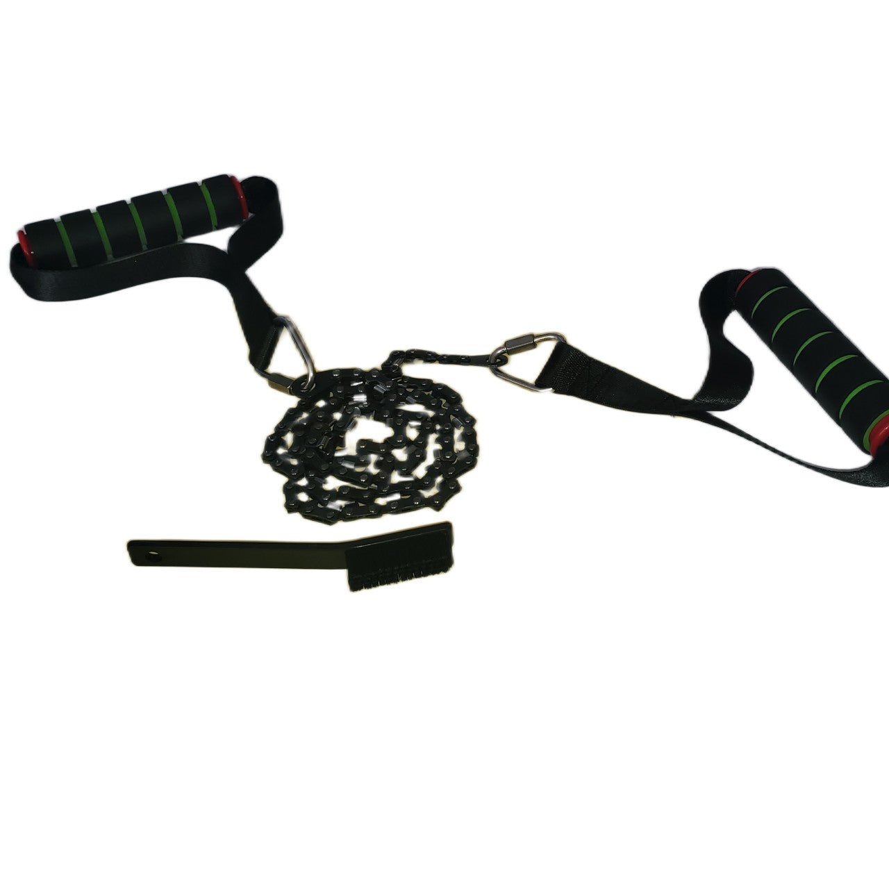 Brush with a set of pocket chain saw