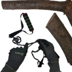 Sharpening file for outdoor survivor saw in use