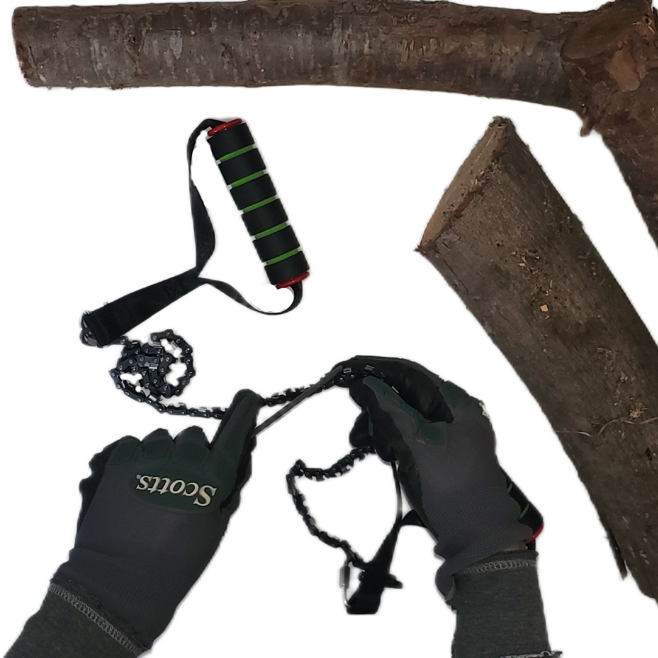 Sharpening file for outdoor survivor saw in use