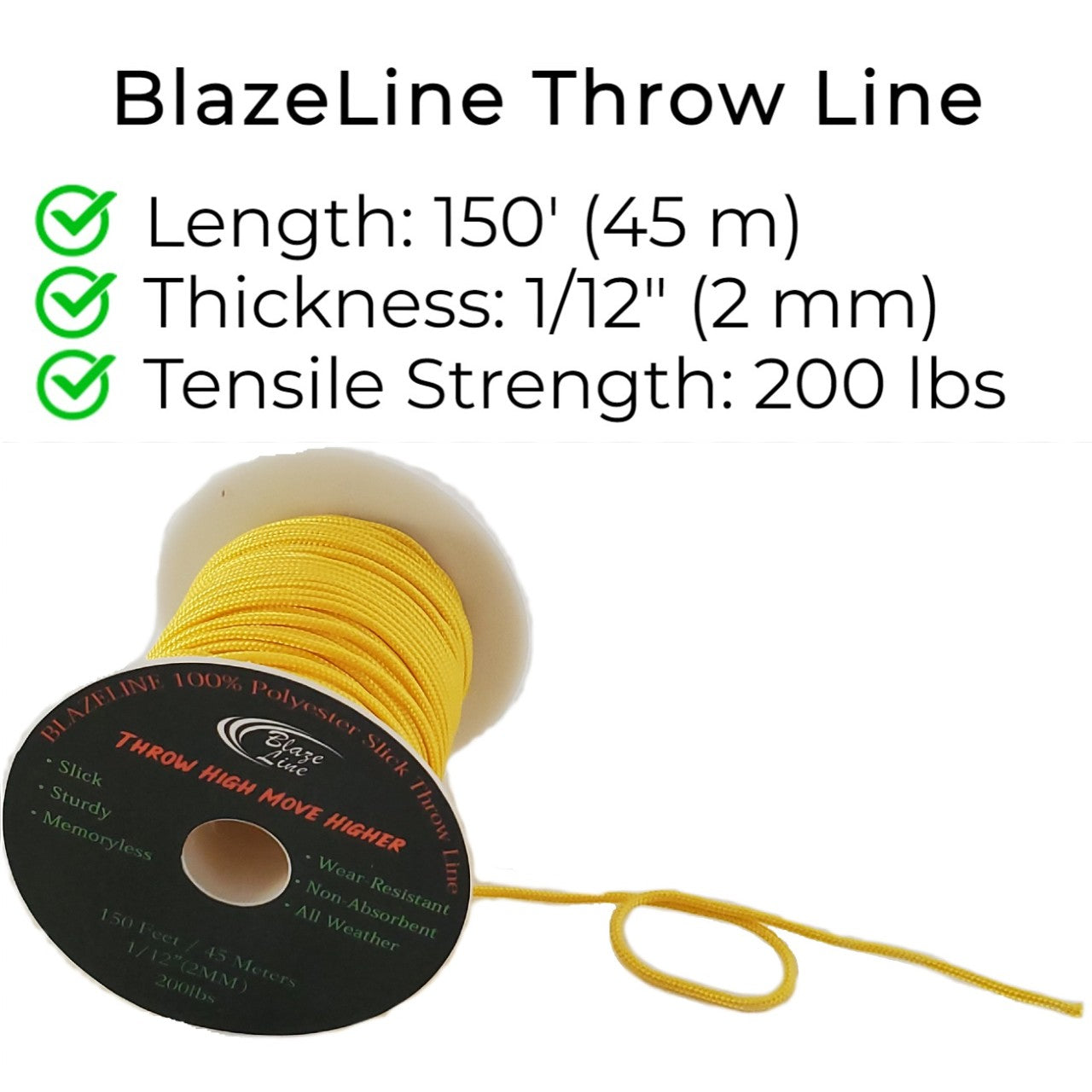arborist throw cord yellow 2 mm